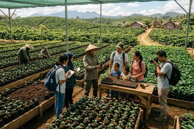 Belajar Pembibitan Kopi Bersama Petani Rigis Jaya